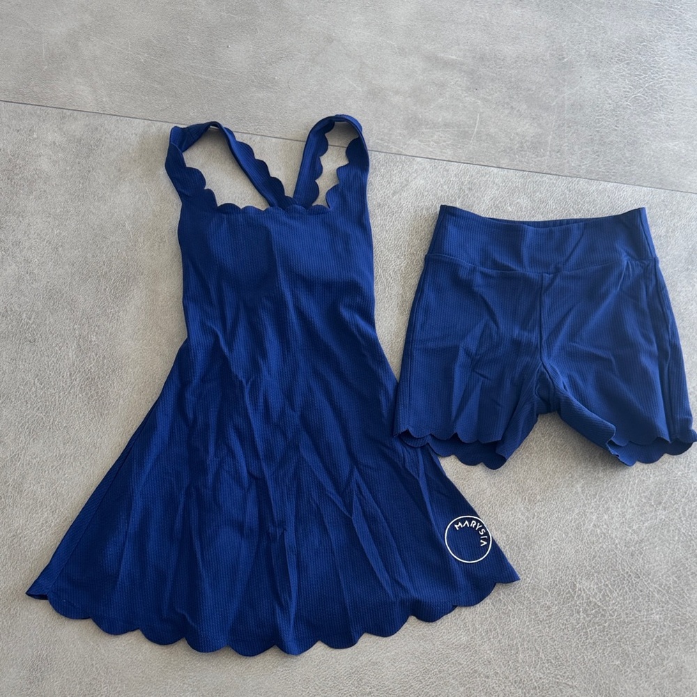 Marysia Blue Scalloped tennis dress Set
